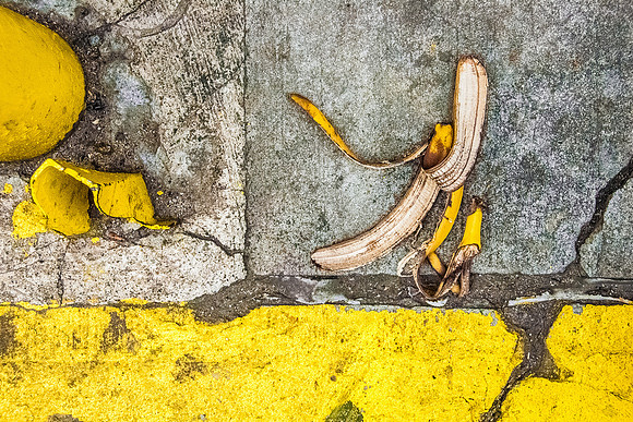 Banana Peel on Sidewalk